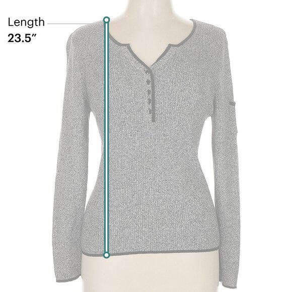 Reference Point Brown Long Sleeve 3/4 Button Down Lightweight Sweater sz M EUC - Picture 11 of 11